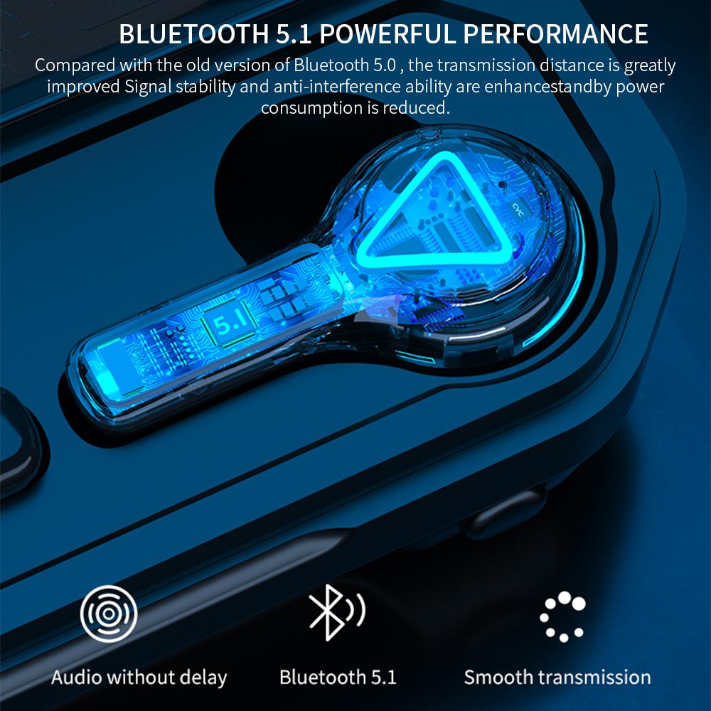 LED Display Bluetooth Earphone Wireless Earbuds V5.1 With Microphone