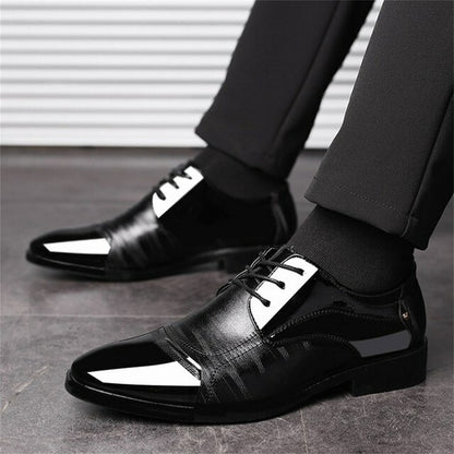 Fashion Men Leather Shoes Large Size Casual Low Heel Flat Solid Color