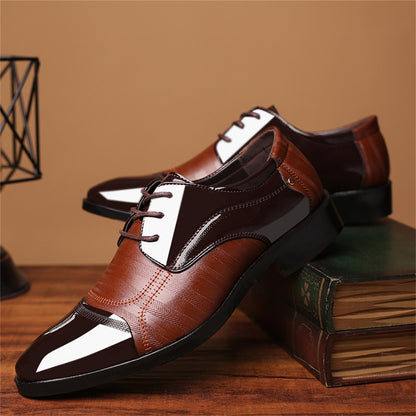 Fashion Men Leather Shoes Large Size Casual Low Heel Flat Solid Color