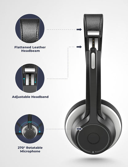 Wireless Bluetooth 5.0 Headphones With Mic CVC 8.0 Noise