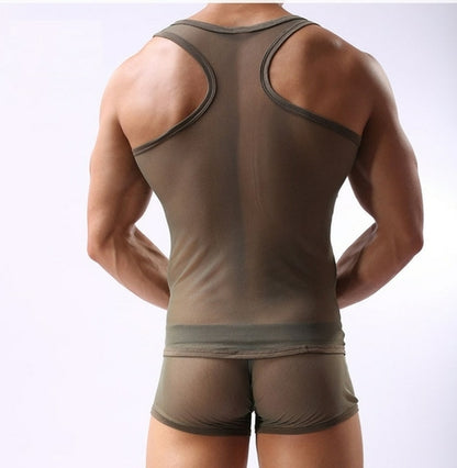 Mens Sexy Vest Transparent Comfortable Breathable Undershirt Ultra