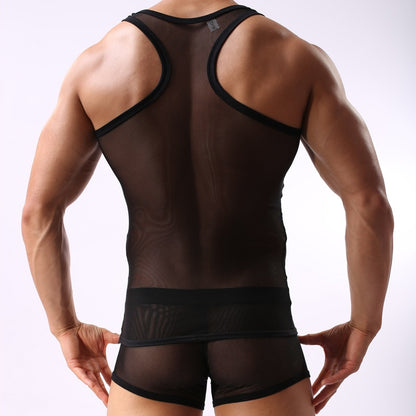Mens Sexy Vest Transparent Comfortable Breathable Undershirt Ultra