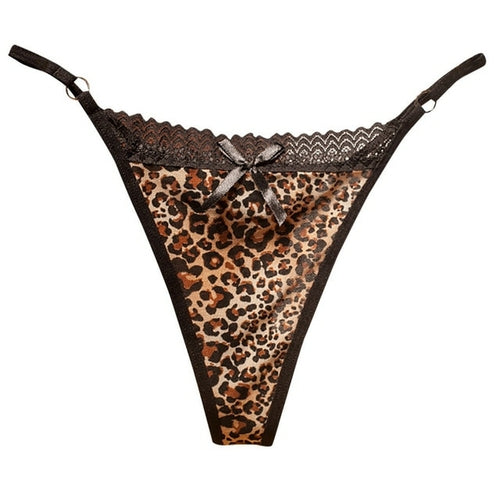 Mesh Sheer Underwear Women Leopard Lace Panties Lingerie Women Thongs