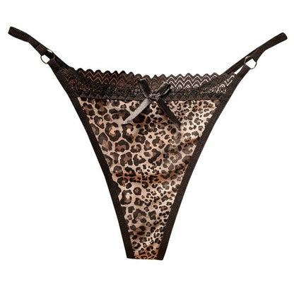 Mesh Sheer Underwear Women Leopard Lace Panties Lingerie Women Thongs