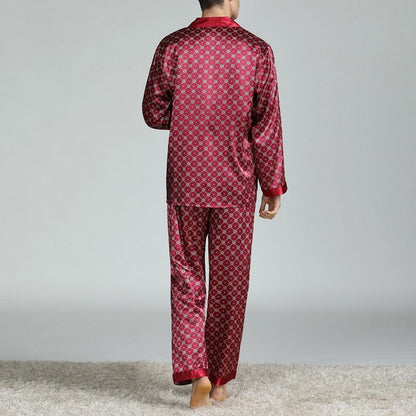 Puimentiua Mens Stain Silk Pajama Sets Pajamas Men Sleepwear Modern