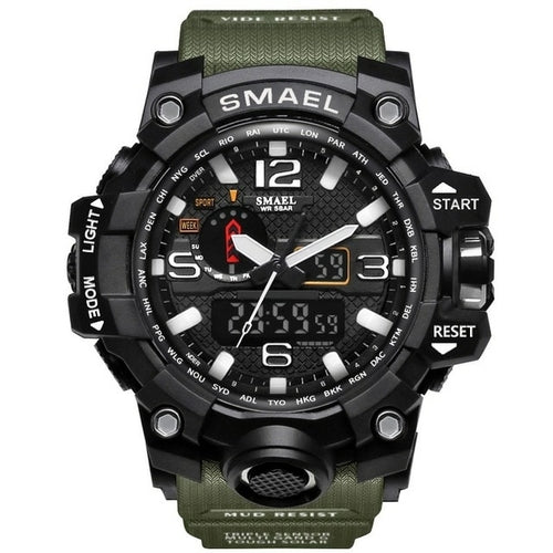 SMAEL Brand Men Sports Watches Dual Display Analog Digital LED