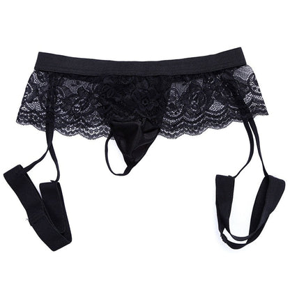 Sexy Mens Lace Underwear Sissy Grid Thong Seamless Enhance Pouch