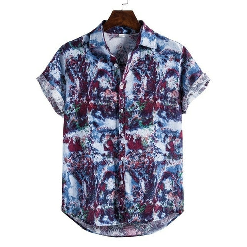 Street Print Brand Shirt Summer Hot Sell Men's Hawaiian Beach Shirt